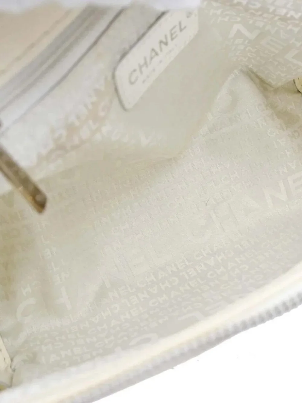 Chanel White Perforated Calfskin Pulley Shoulder Bag